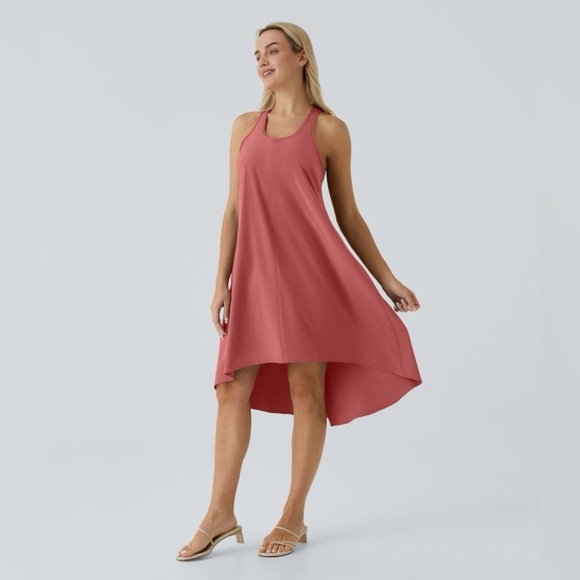 HALARA Breezeful Racerback Salmon High Low Flowy Midi Quick Dry Casual Dress XL - Picture 1 of 14